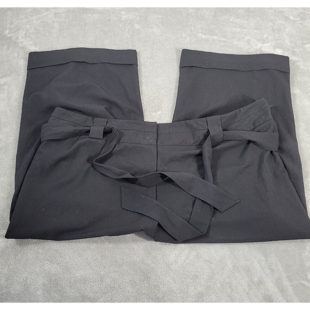 Lane Bryant Black Capri Pants Size 26 Women's Cuffed Hem Sash Belt Zip BLA56E